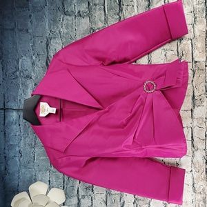 Talbots | Black Tie Luxe Glam Pink Satin Jacket Blouse